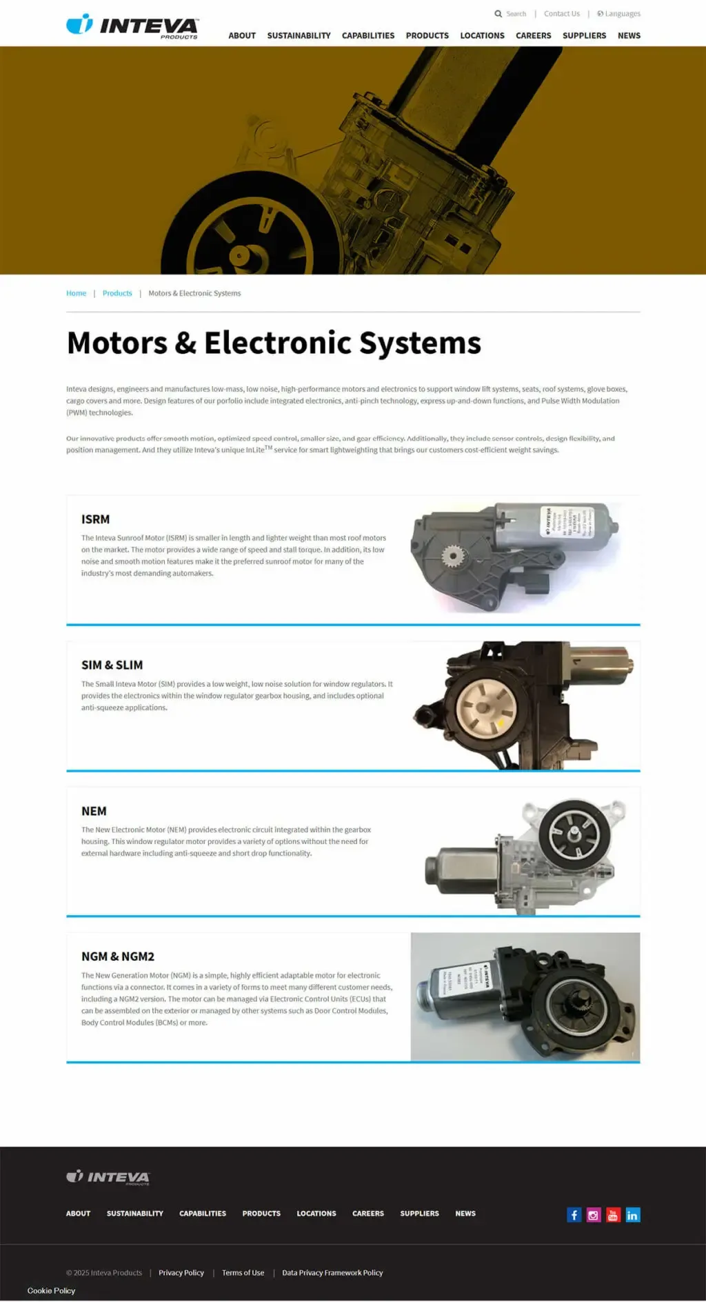 Inteva motors page before redesign