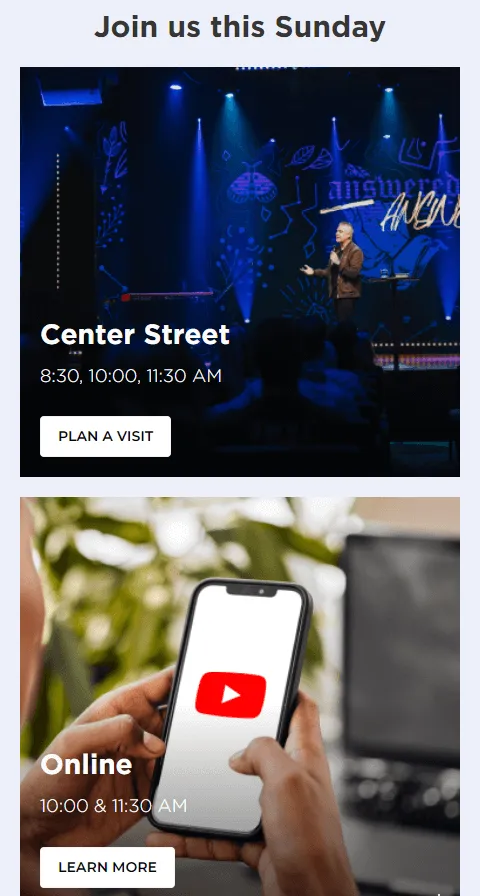 Generation Church service times on mobile