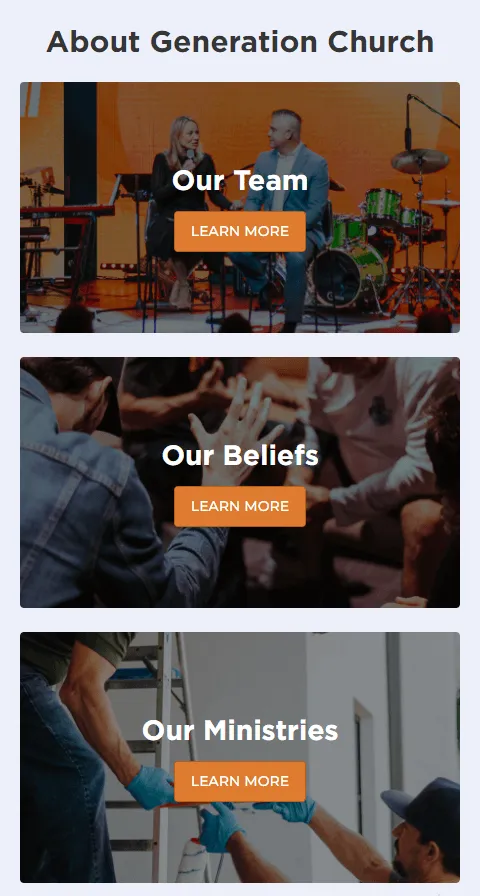 Generation Church visit planning flow on mobile