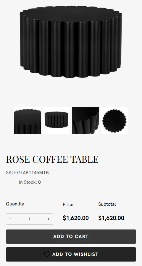 Noir Furniture Rose coffee table on mobile