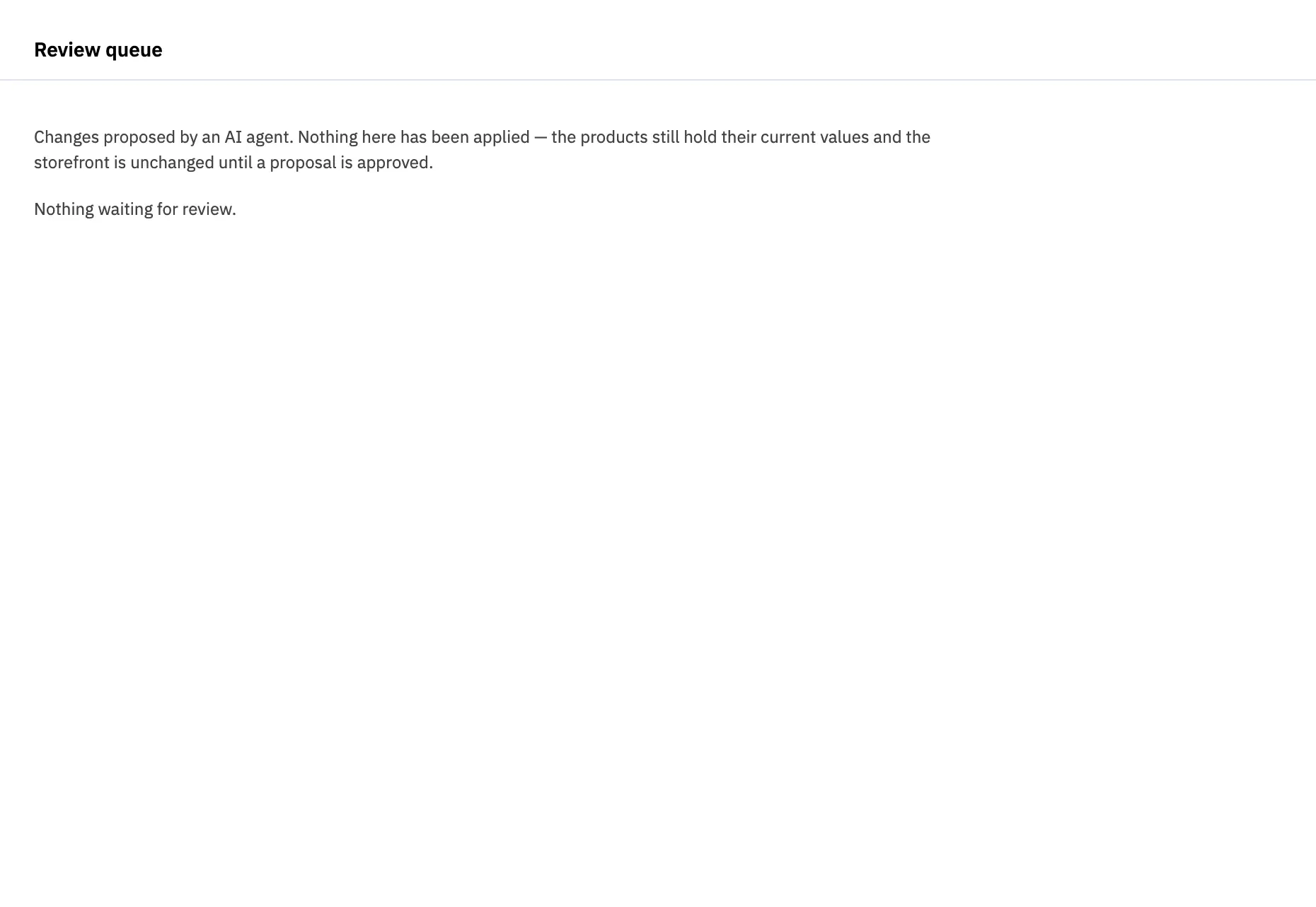 Bright Commerce review queue for AI-proposed product changes