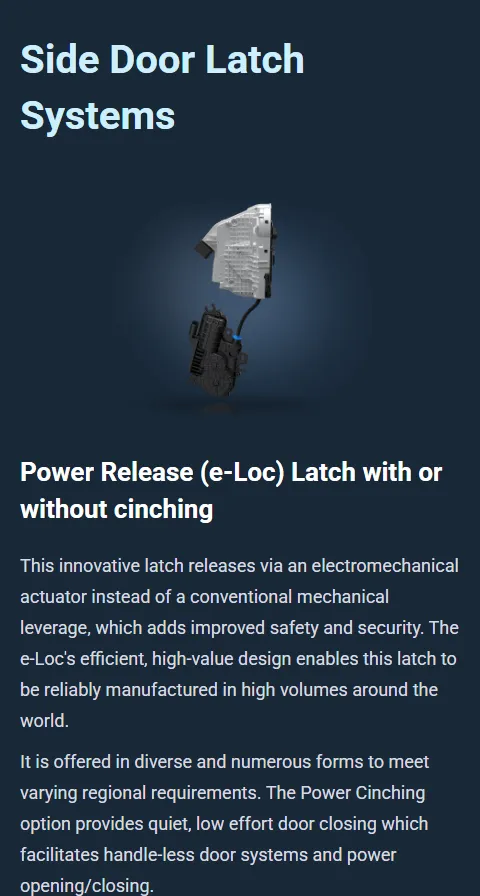Inteva latch systems page